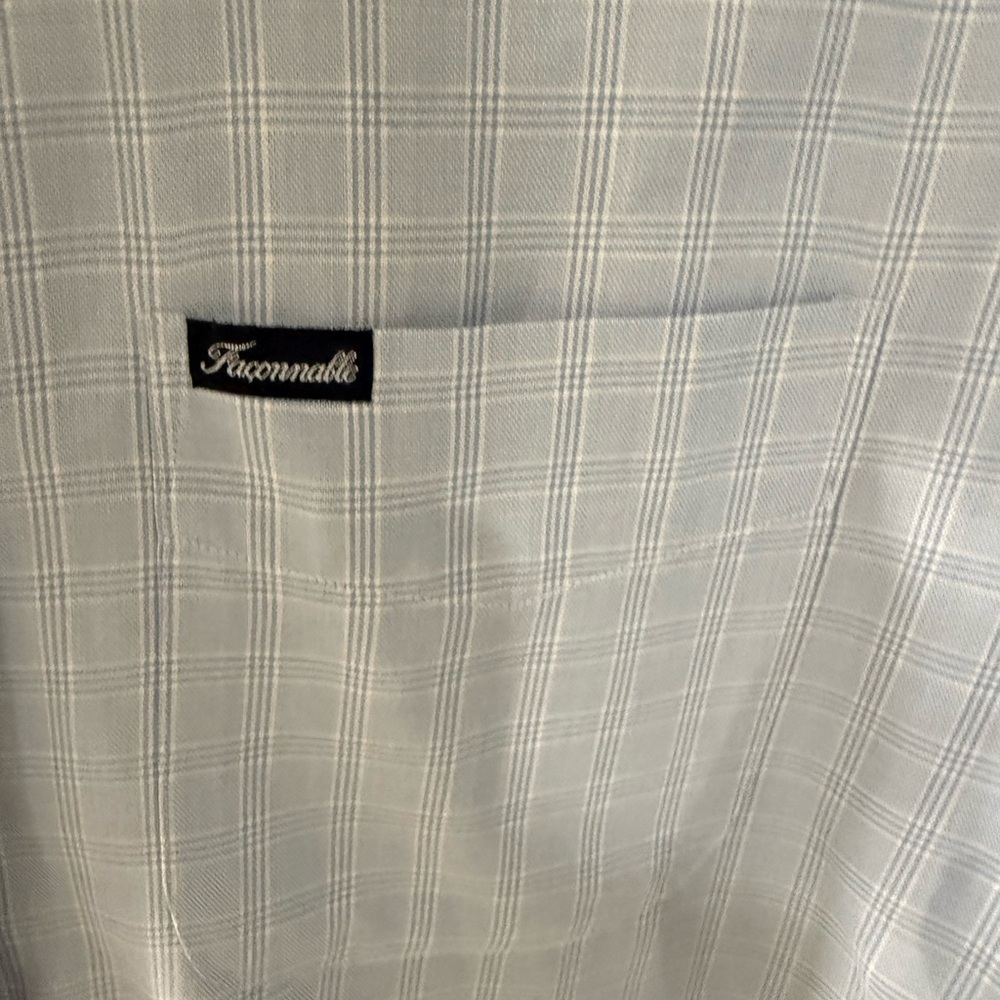 Faconnable Light Blue Plaid Button Down Shirt - image 2